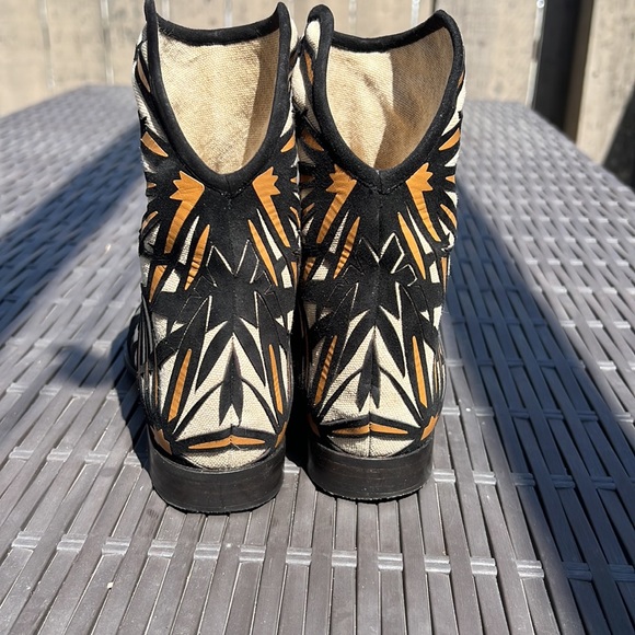 Jimmy Choo Mina Natural Canvas/Leather Western Short Boot Women - Picture 3 of 5